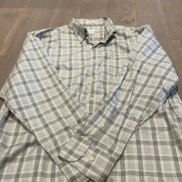 Peter Millar White/Yellow Casual Long Sleeve Cotton Button Down Shirt Size L - Picture 5 of 6